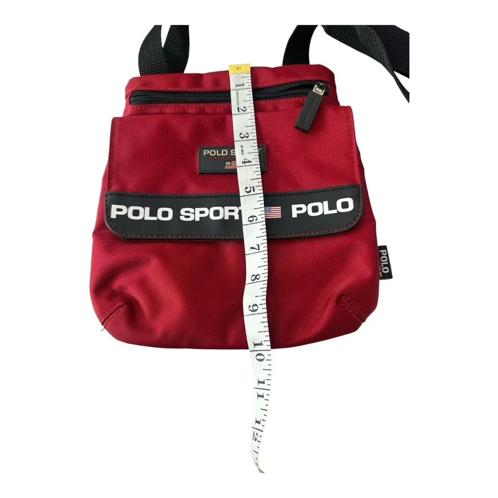 Vintage Polo Sport Ralph Lauren Messenger Bag Red Nylon USA Flag Crossbody Y2K